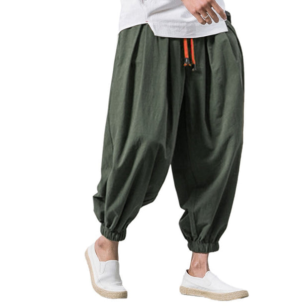 Buddha Stones Casual Sports Men's Solid Color Cotton Drawstring Pants With Pockets - image 23