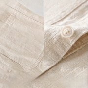 Buddha Stones Commute Men's Plain Buttons Design Pattern Cotton Linen Long Sleeve Shirt - image 7