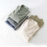 Buddha Stones Commute Men's Plain Buttons Design Pattern Cotton Linen Long Sleeve Shirt - image 22