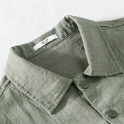 Buddha Stones Commute Men's Plain Buttons Design Pattern Cotton Linen Long Sleeve Shirt - image 2