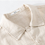 Buddha Stones Commute Men's Plain Buttons Design Pattern Cotton Linen Long Sleeve Shirt - image 6