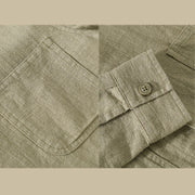 Buddha Stones Commute Men's Plain Buttons Design Pattern Cotton Linen Long Sleeve Shirt - image 20