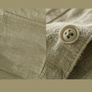 Buddha Stones Commute Men's Plain Buttons Design Pattern Cotton Linen Long Sleeve Shirt - image 19