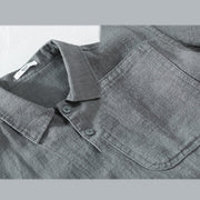 Buddha Stones Commute Men's Plain Buttons Design Pattern Cotton Linen Long Sleeve Shirt - image 12