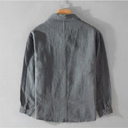 Buddha Stones Commute Men's Plain Buttons Design Pattern Cotton Linen Long Sleeve Shirt - image 11