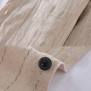 Buddha Stones Vintage Men's Striped Pattern Cotton Linen Long Sleeve Shirt - image 5