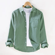 Buddha Stones Spring Men's Casual Pure Color Linen Long Sleeve Shirt With Pocket - MediumSeaGreen - US/UK/AU42，EU52 (3XL) - image 11