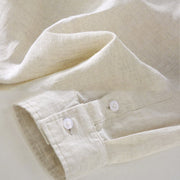 Buddha Stones Spring Men's Casual Pure Color Linen Long Sleeve Shirt With Pocket - image 3