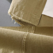 Buddha Stones Men's Casual Pure Color Tassels Hem Design Cotton Long Sleeve Shirt With Pocket - image 5