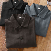 Buddha Stones Casual Plain Long Sleeve Button Lapel  Design Men's Ramie Linen Jacket With Pockets - image 14