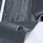 Buddha Stones Casual Plain Long Sleeve Button Lapel  Design Men's Ramie Linen Jacket With Pockets - image 10
