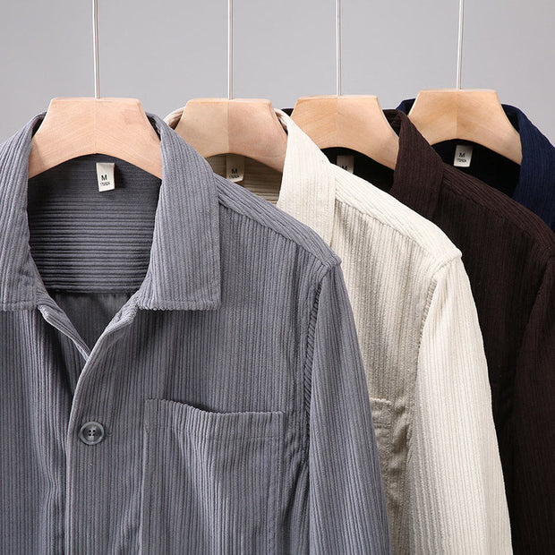 Buddha Stones Fall Vintage Lapel Design Long Sleeve Button Men's Cotton Jacket With Pockets - image 13