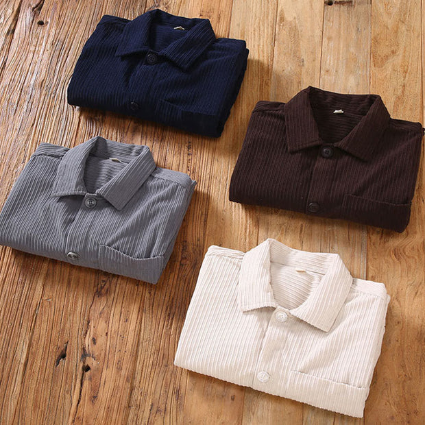 Buddha Stones Fall Vintage Lapel Design Long Sleeve Button Men's Cotton Jacket With Pockets - image 11
