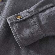 Buddha Stones Casual Plain Simple Buttons Design Men's Long Sleeve Ramie Linen Jacket With Pockets - image 25