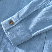 Buddha Stones Casual Plain Simple Buttons Design Men's Long Sleeve Ramie Linen Jacket With Pockets - image 14