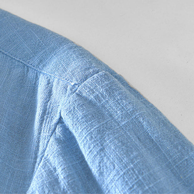 Buddha Stones Casual Plain Simple Buttons Design Men's Long Sleeve Ramie Linen Jacket With Pockets - image 13