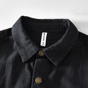 Buddha Stones Casual Plain Simple Buttons Design Men's Long Sleeve Ramie Linen Jacket With Pockets - image 7