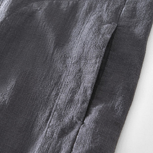 Buddha Stones Casual Plain Simple Buttons Design Men's Long Sleeve Ramie Linen Jacket With Pockets - image 23