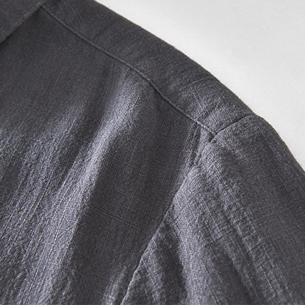Buddha Stones Casual Plain Simple Buttons Design Men's Long Sleeve Ramie Linen Jacket With Pockets - image 21