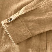 Buddha Stones Casual Plain Simple Buttons Design Men's Long Sleeve Ramie Linen Jacket With Pockets - image 4