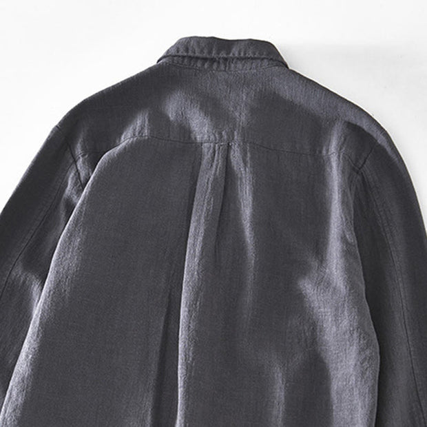 Buddha Stones Casual Plain Simple Buttons Design Men's Long Sleeve Ramie Linen Jacket With Pockets - image 20