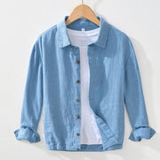 Buddha Stones Casual Plain Simple Buttons Design Men's Long Sleeve Ramie Linen Jacket With Pockets - LightSkyBlue - US/UK/AU42，EU52 (3XL) - image 11