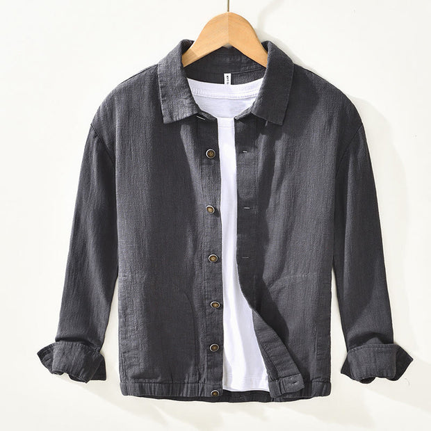 Buddha Stones Casual Plain Simple Buttons Design Men's Long Sleeve Ramie Linen Jacket With Pockets - SlateGray - US/UK/AU42，EU52 (3XL) - image 17