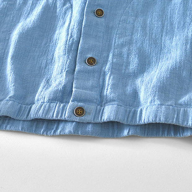 Buddha Stones Casual Plain Simple Buttons Design Men's Long Sleeve Ramie Linen Jacket With Pockets - image 16