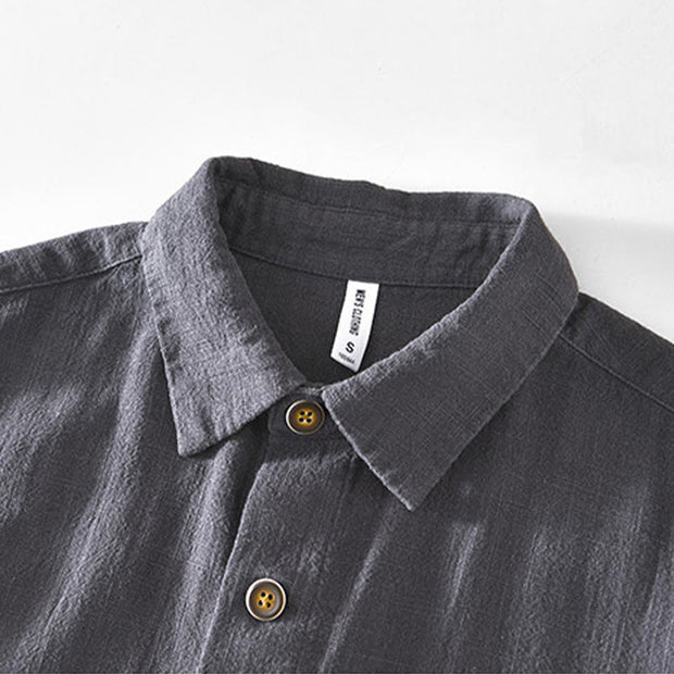 Buddha Stones Casual Plain Simple Buttons Design Men's Long Sleeve Ramie Linen Jacket With Pockets - image 19