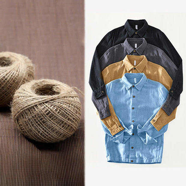 Buddha Stones Casual Plain Simple Buttons Design Men's Long Sleeve Ramie Linen Jacket With Pockets - image 28