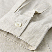Buddha Stones Men's Long Sleeve Stand Collar With Pocket Pure Color Casual Cotton Linen Shirt - image 3