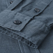 Buddha Stones Men's Long Sleeve Stand Collar With Pocket Pure Color Casual Cotton Linen Shirt - image 28