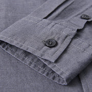 Buddha Stones Men's Long Sleeve Stand Collar With Pocket Pure Color Casual Cotton Linen Shirt - image 37
