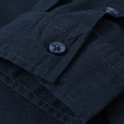 Buddha Stones Men's Long Sleeve Stand Collar With Pocket Pure Color Casual Cotton Linen Shirt - image 41