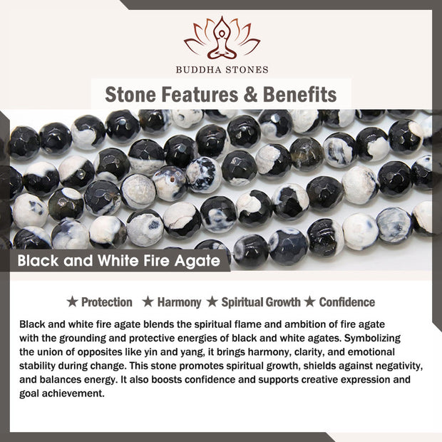 Buddha Stones Black and White Cat Fire Agate Confidence Bracelet - image 7