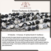 Buddha Stones Black and White Cat Fire Agate Bead Love Bracelet - image 9
