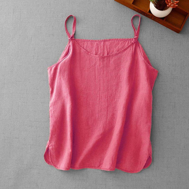 Buddha Stones Summer Plain Adjustable Strap Design Women's Cotton Linen Vest Waistcoat - Salmon - US8-10，UK/AU12-14，EU40-42 (2XL) - image 27