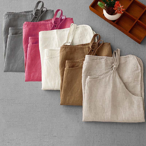 Buddha Stones Summer Plain Adjustable Strap Design Women's Cotton Linen Vest Waistcoat - image 36