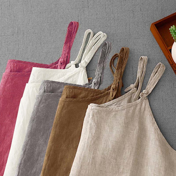 Buddha Stones Summer Plain Adjustable Strap Design Women's Cotton Linen Vest Waistcoat - image 34