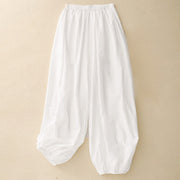 Buddha Stones Casual Simple Design Women's Cotton Harem Pants With Pockets - White - US8-10，UK/AU12-14，EU40-42 (2XL) - image 5