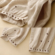 Buddha Stones Casual Embroidered Petals Women's Cotton Linen 7-8 Length Harem Pants With Pockets - image 6