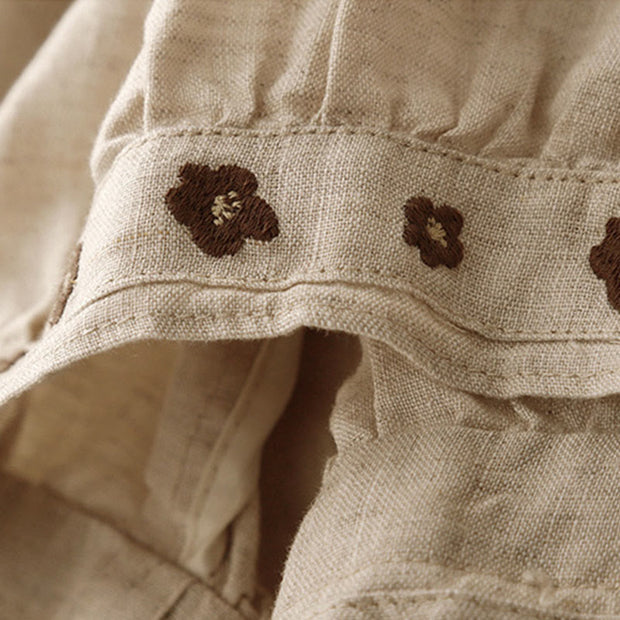 Buddha Stones Casual Embroidered Petals Women's Cotton Linen 7-8 Length Harem Pants With Pockets - image 5