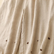 Buddha Stones Casual Embroidered Petals Women's Cotton Linen 7-8 Length Harem Pants With Pockets - image 4