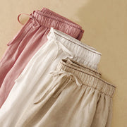 Buddha Stones Casual Embroidered Petals Women's Cotton Linen 7-8 Length Harem Pants With Pockets - image 18