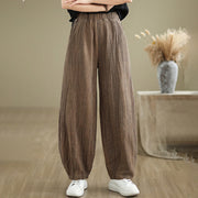 Buddha Stones Casual Plain Women's Cotton Linen Harem Pants With Pockets - SaddleBrown - US8-10，UK/AU12-14，EU40-42 (2XL) - image 9