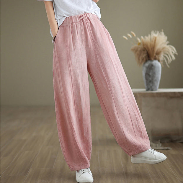 Buddha Stones Casual Plain Women's Cotton Linen Harem Pants With Pockets - image 23