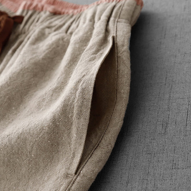 Buddha Stones Casual Daily Drawstring Simple Design Women's Cotton Linen Pants With Pockets - image 8
