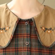 Buddha Stones Embroidered Plaid Pattern Cotton Women's Shirt - image 13