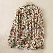 Buddha Stones Casual Florals Crew Neck Cotton Linen Women's Shirt - Moccasin - US14，UK/AU18，EU46 (2XL) - image 11