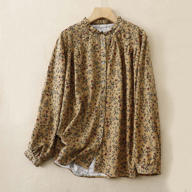 Buddha Stones Casual Florals Crew Neck Cotton Linen Women's Shirt - Peru - US14，UK/AU18，EU46 (2XL) - image 17